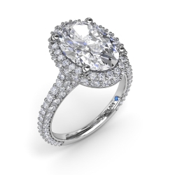 Fana 1.56ctw Diamond Oval Halo Diamond Engagement Ring Mounting