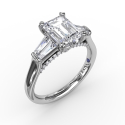 Fana .68ctw Diamond Emerald-Cut Engagement Ring Mounting 