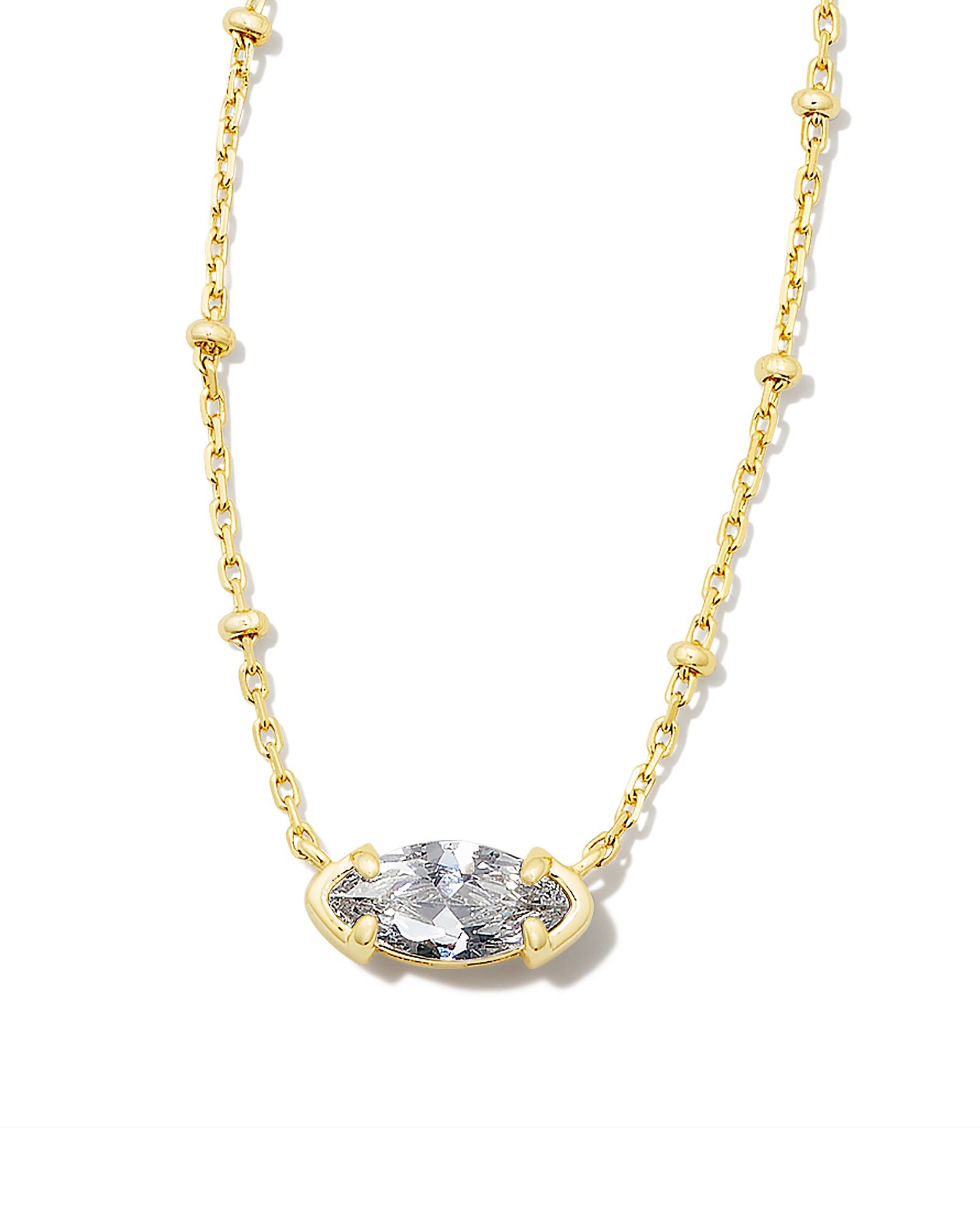 Gold Jewel Chain Necklace in White Crystal