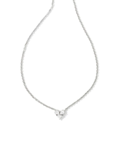 Kendra Scott Katy Silver Heart Short Pendant Necklace in White Crystal