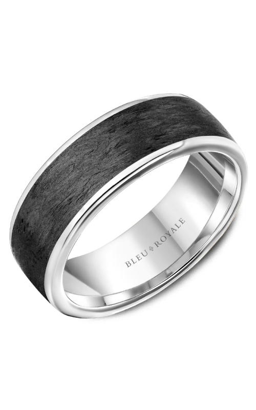 Bleu Royale 7.5mm Carbon With Polished Edges Wedding Band