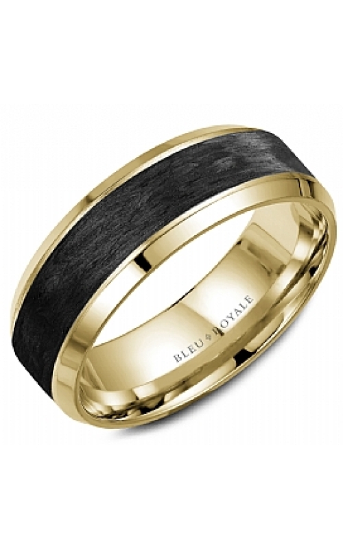 Bleu Royale 7.5mm 14 Yellow Gold Carbon Fiber Wedding Band
