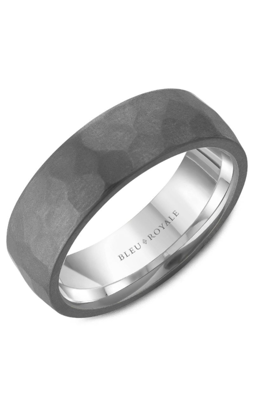 Bleu Royale 7mm Frosted Hammered Top Wedding Band