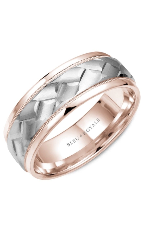 Bleu Royale 8.5mm 14k White and Rose Gold Woven Wedding Band