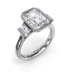 Fana .21ctw Diamond Bezel Baguette Engagement Ring Mounting