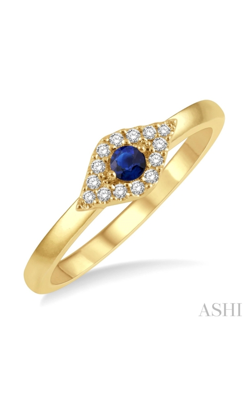 J&S Collection Petite 0.10ctw Diamond and Sapphire Evil Eye Ring