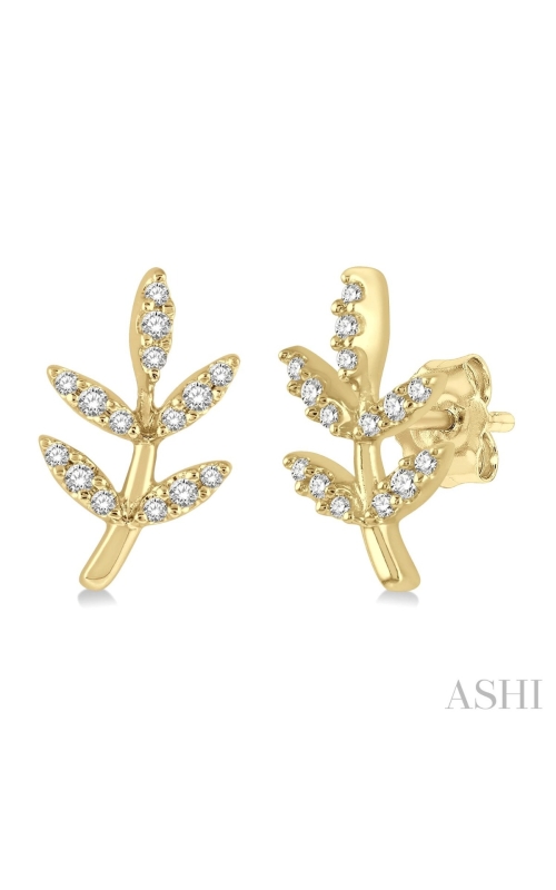 J&S Collection Petite 0.12ctw Diamond Leaf Stud Earrings