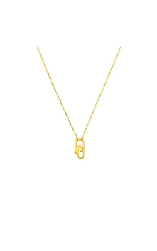 J&S Collection Paperclip Pendant Necklace in 14k Yellow Gold