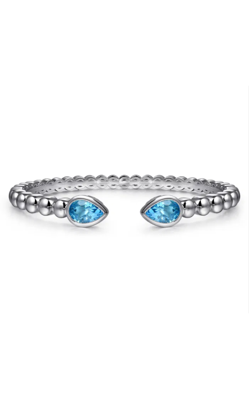 Gabriel & Co Silver Bujukan Pear Shape Blue Topaz Bangle Bracelet