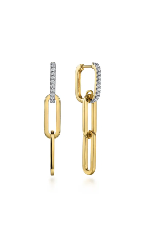 Gabriel & Co Diamond Link Hollow Chain Drop Earrings