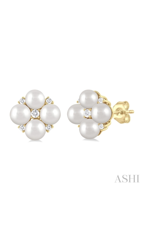 J&S Collection .10ctw Pearl Cluster Stud Earrings