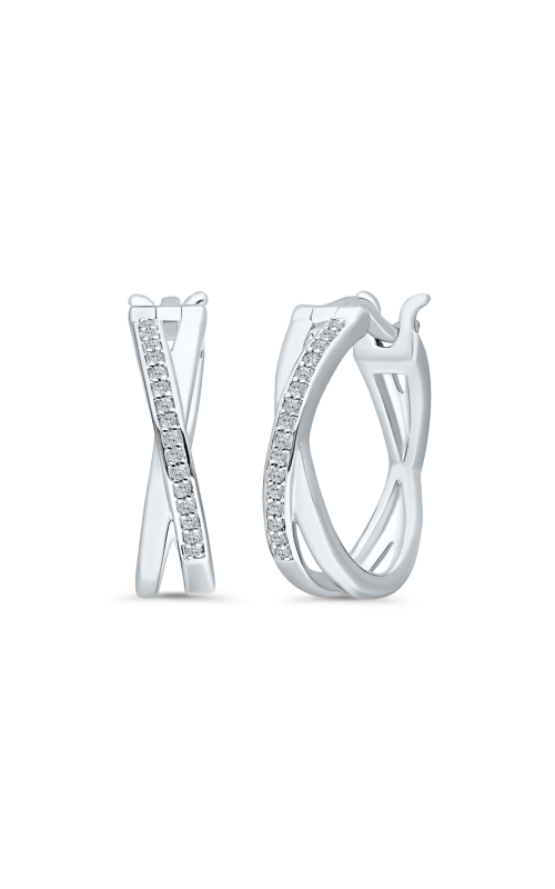 J&S Collection .10ctw Diamond Crossover Hoops