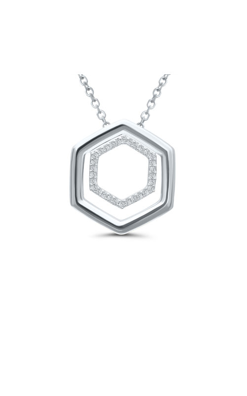 J&S Collection .10ctw Diamond Double Hexagon Pendant
