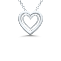 J&S Collection .10ctw Diamond Double Heart Pendant