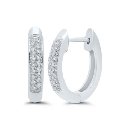 J&S Collection .10ctw Diamond Pave Hoop Earrings