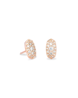 Kendra Scott Grayson Rose Gold Earrings in White Crystal