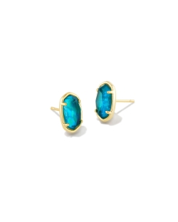 Kendra Scott Grayson Gold Stone Stud Earrings in Teal Abalone