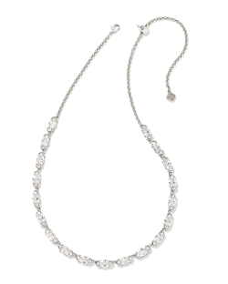 Kendra Scott Genevieve Silver Strand Necklace in White Crystal