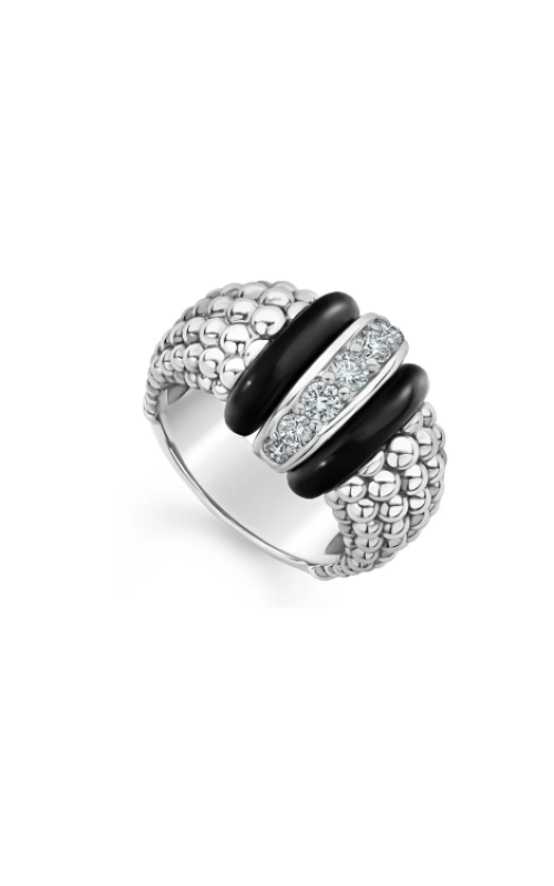 LAGOS Black Caviar Ceramic .37ctw Diamond Ring