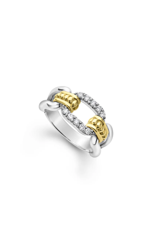 LAGOS Signature Caviar .24ctw Two-Tone Link Diamond Ring