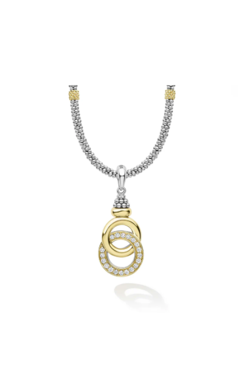 LAGOS Signature Caviar Two-Tone Interlocking .43ctw Diamond Pendant