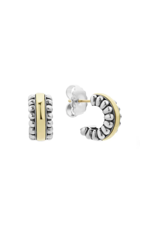LAGOS Signature Caviar Two-Tone Flute Huggie Earrings