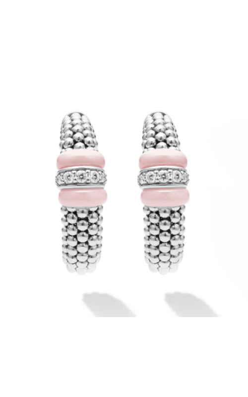 LAGOS .21ctw Pink Caviar Ceramic Hoop Earrings