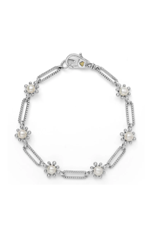 LAGOS Luna Fleur Pearl Link Bracelet Sterling Silver