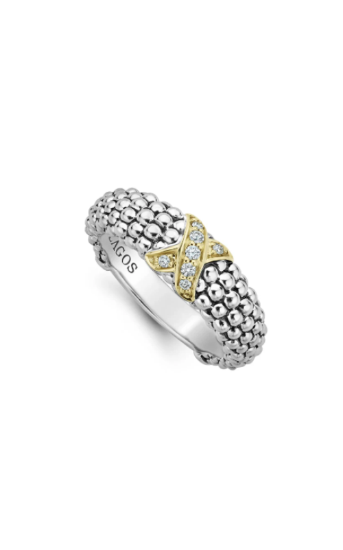 LAGOS Two-Tone .08ctw X Caviar Diamond Ring