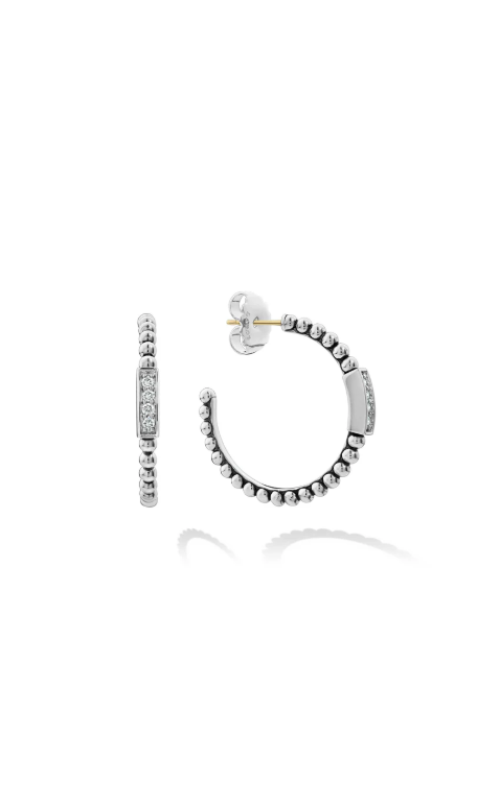 LAGOS Caviar Spark Beaded .20ctw Diamond Hoop Earrings
