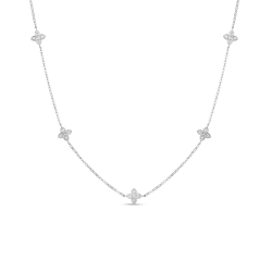 Roberto Coin .22ctw Diamond Love by the Yard Station Flower Necklace