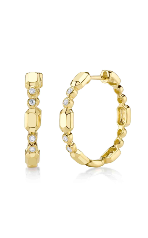 Shy Creation .12ctw Diamond Bezel Geo Cut Hoops