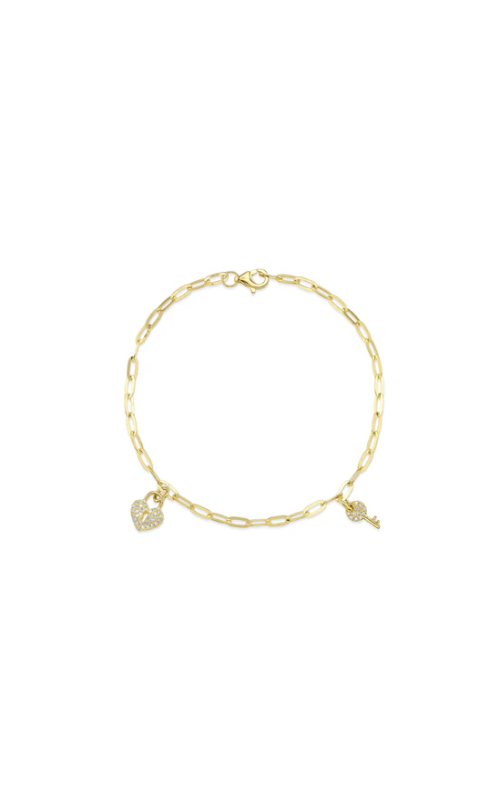 Shy Creation .10ctw Pave Lock & Key Charm Bracelet