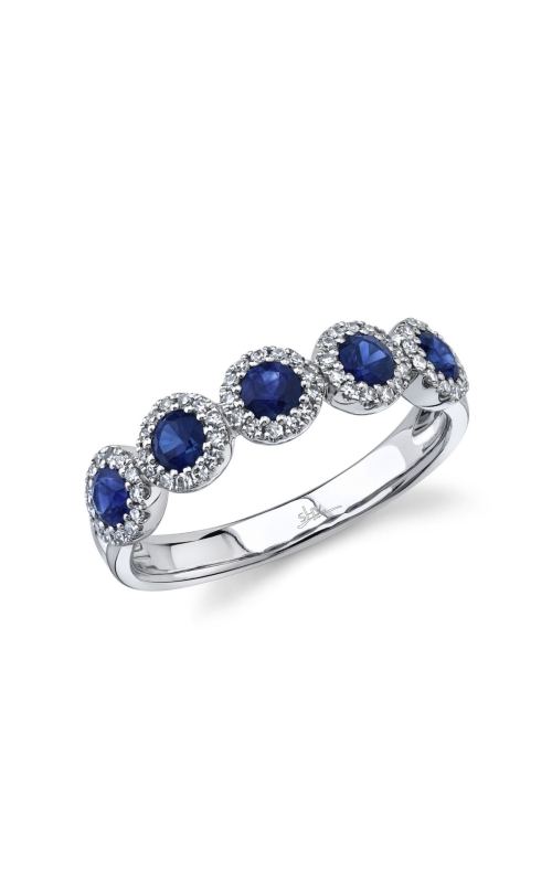 Shy Creation 0.20ctw Diamond and 0.70ctw Blue Sapphire Band