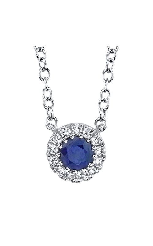 Shy Creation 0.04ctw Diamond and 0.14ctw Blue Sapphire Necklace