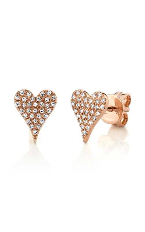 Shy Creation 0.14ctw Diamond Pave Heart Stud Earrings